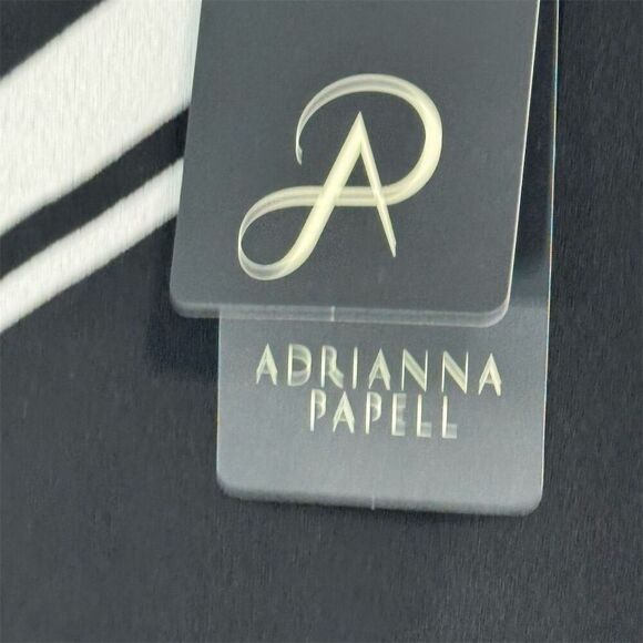 NWT Adrianna Papell Chevron Stripe Blouse M Black White 3/4 Sleeve Work Top - Picture 4 of 10